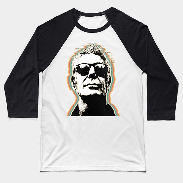 Retro Anthony Bourdain Baseball T-Shirt by RAINYDROP